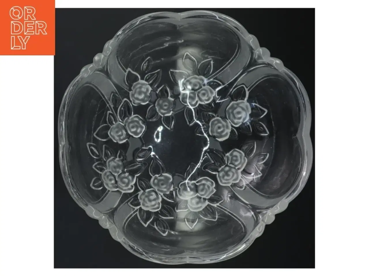 Billede 3 - Glas skål med blomster design (str. 27,5 cm)