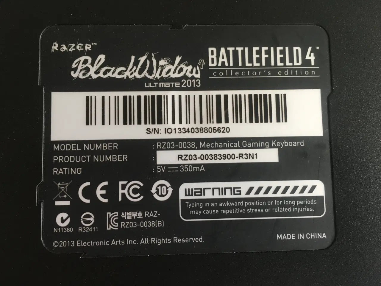 Billede 4 - Razer Battlefield 4 BlackWidow gamer tastatur