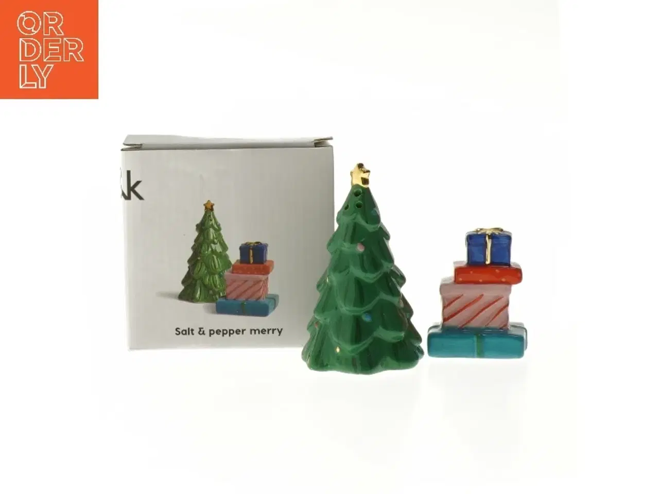 Billede 1 - Salt- og pebersæt med juletræ og gaver fra Amsterdam (str. 6,5 og 10 cm)
