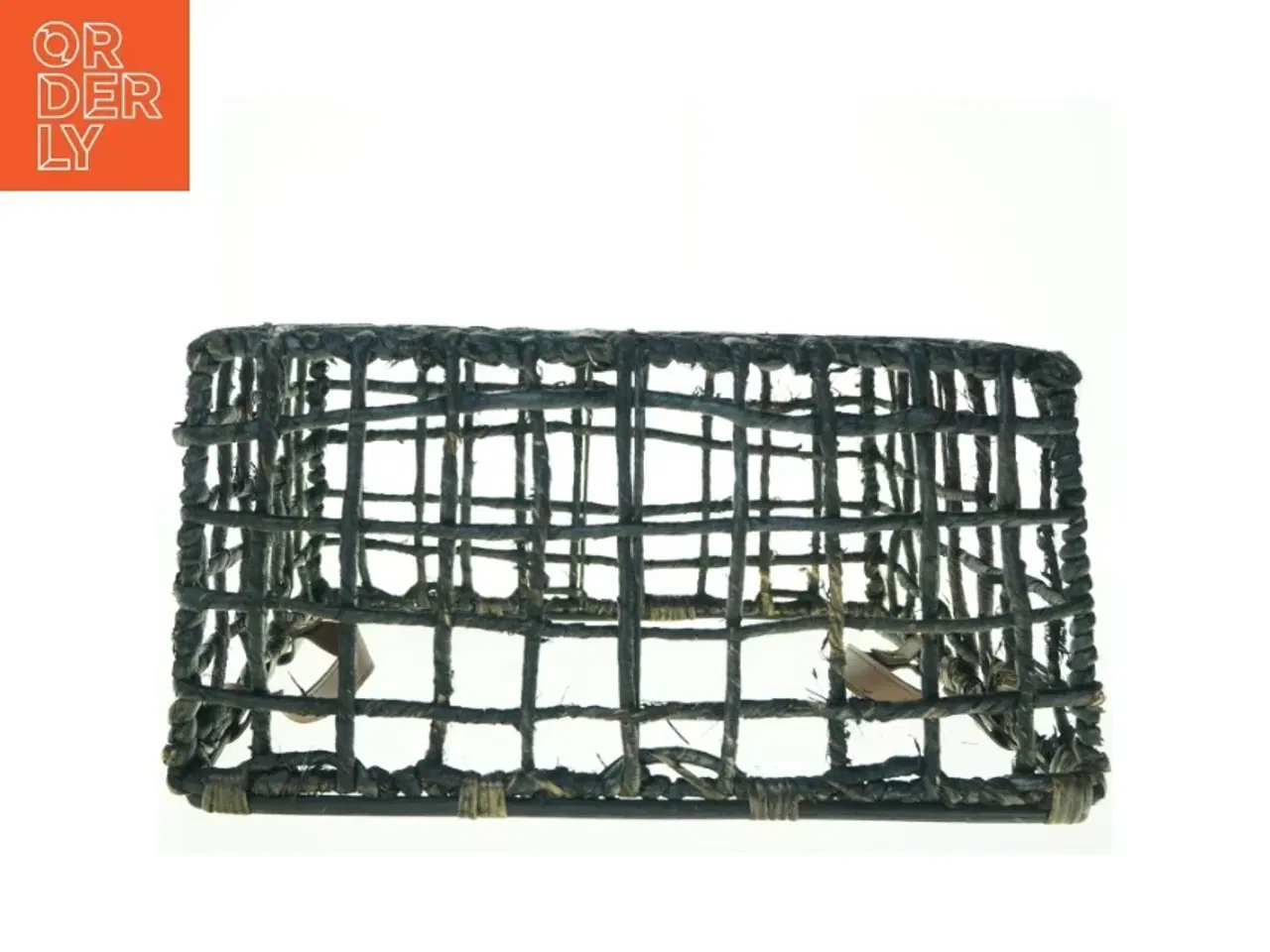 Billede 3 - Fletkurv med læderstropper (str. 46 x 37 x, 23 cm)