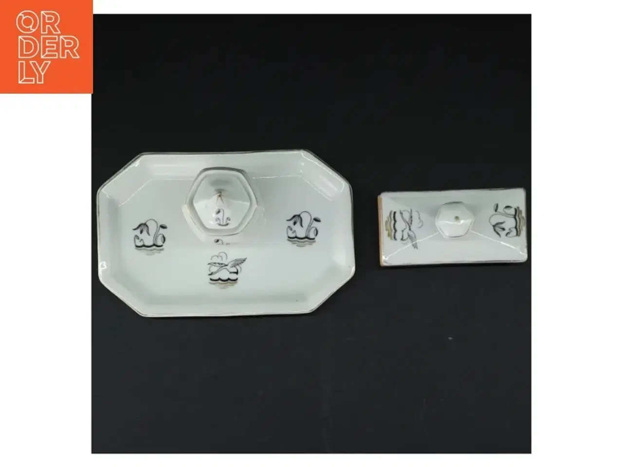 Billede 2 - Keramik blækhus med blækpresse fra Beyer & Bock (str. 19 x 12 cm)