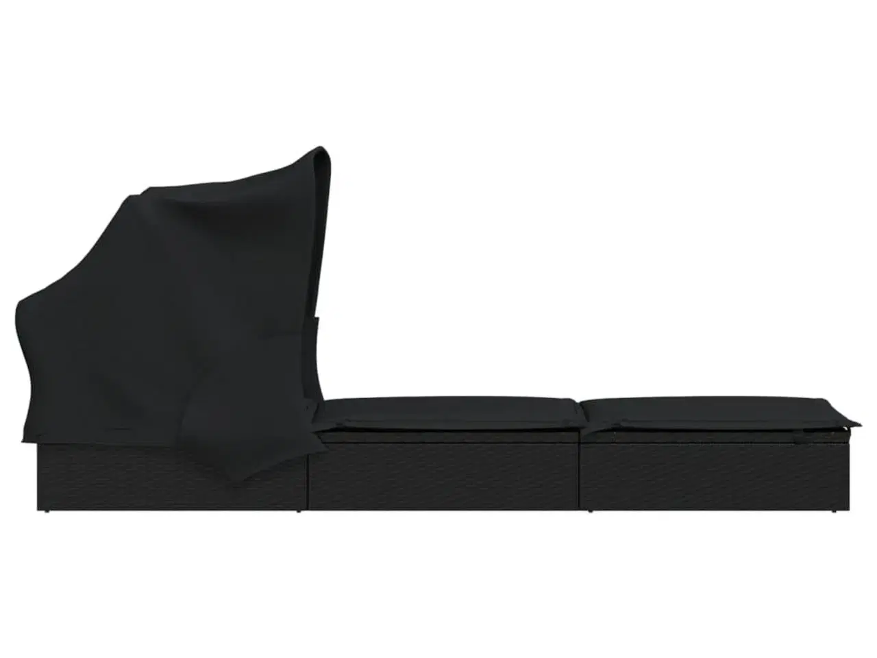 Billede 6 - Liggestol med foldbart tag 213x63x97 cm polyrattan sort