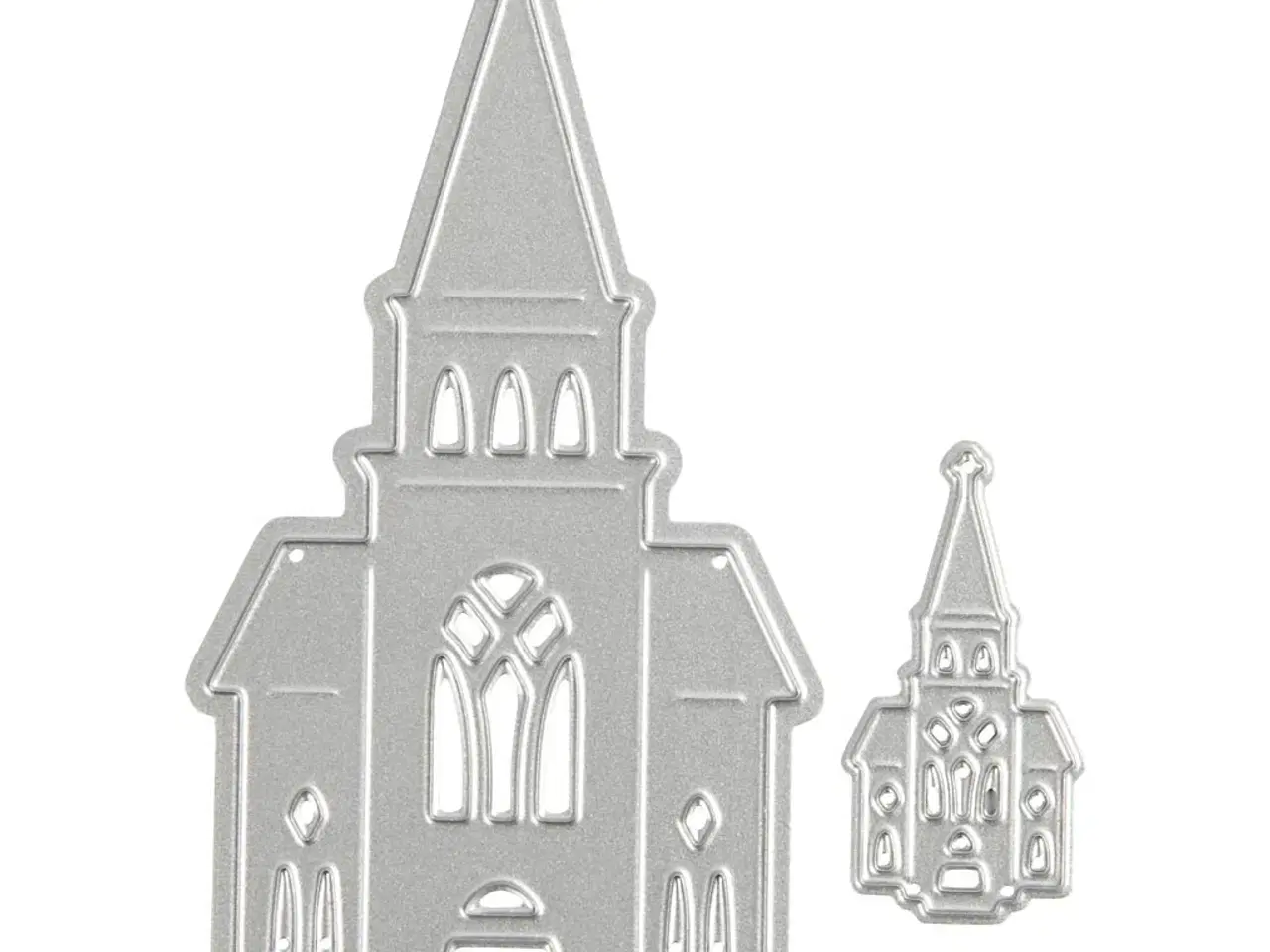 Billede 1 - Skære- og prægeskabelon, kirker, str. 46x91+18x35 mm, 1 stk.