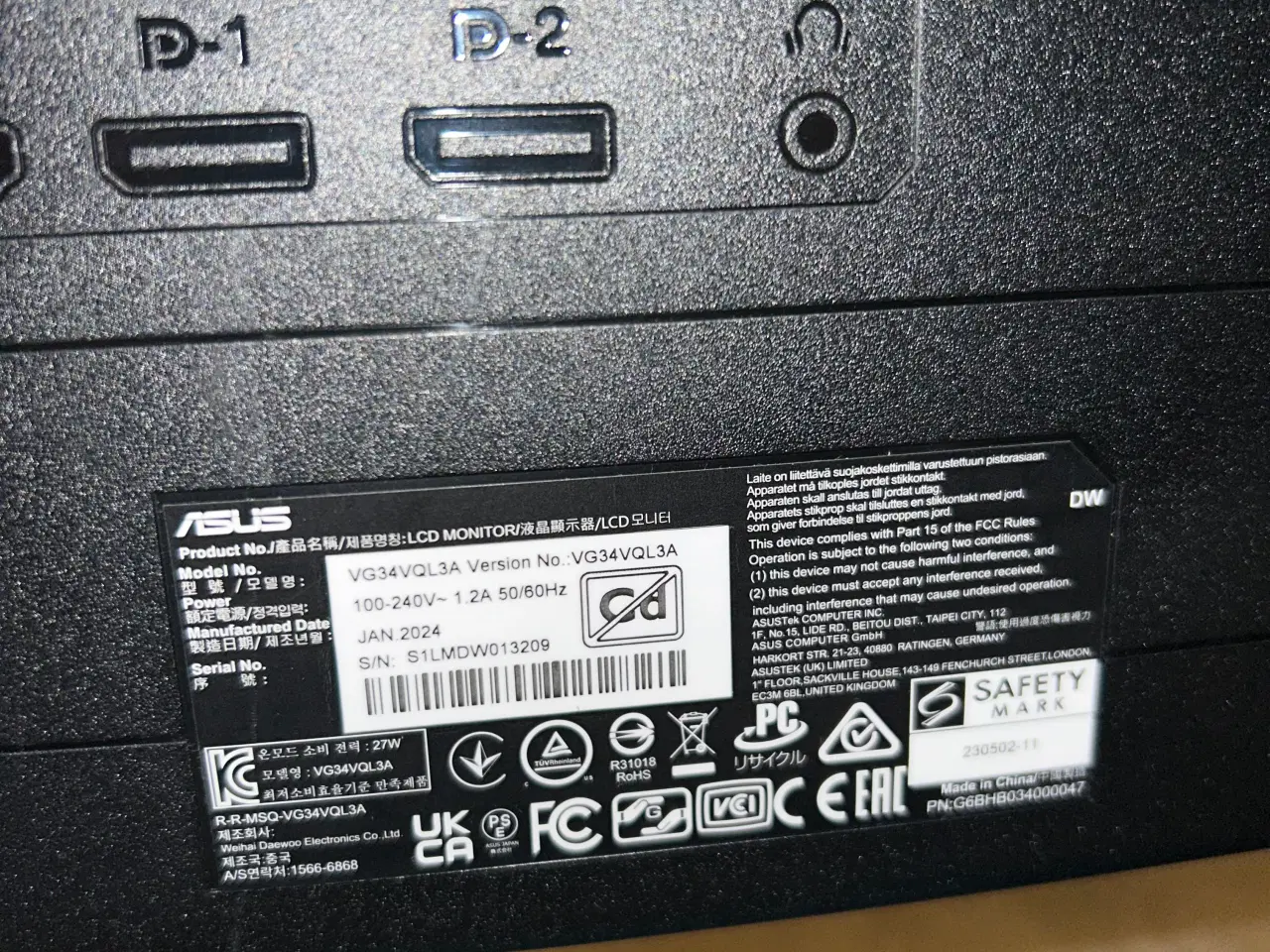 Billede 6 - ASUS TUF VG34VQL3A – 34” Curved Gaming-skærm | 180