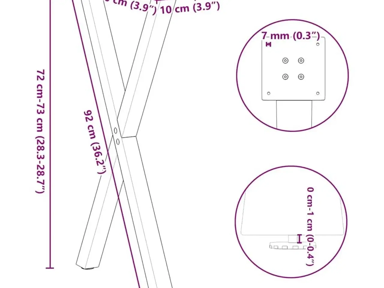 Billede 10 - Spisebordsben X-formet 2 stk. 57x(72-73) cm stål sort
