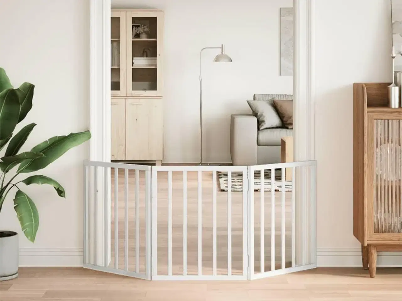 Billede 3 - Hundelåge 3 paneler 150 cm foldbar poppeltræ hvid
