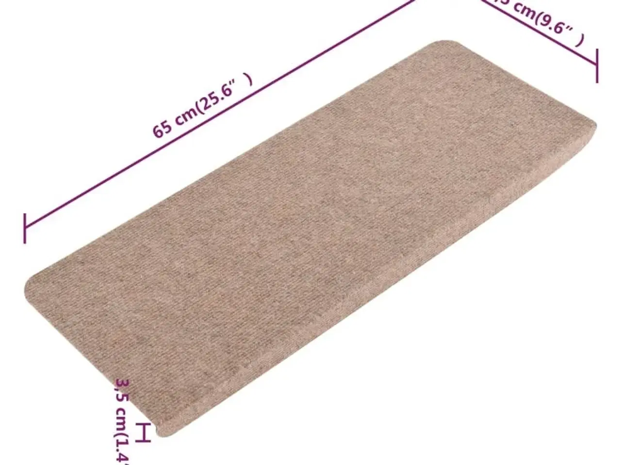 Billede 8 - Selvklæbende trappemåtter 15 stk. 65x24,5x3,5 cm beige