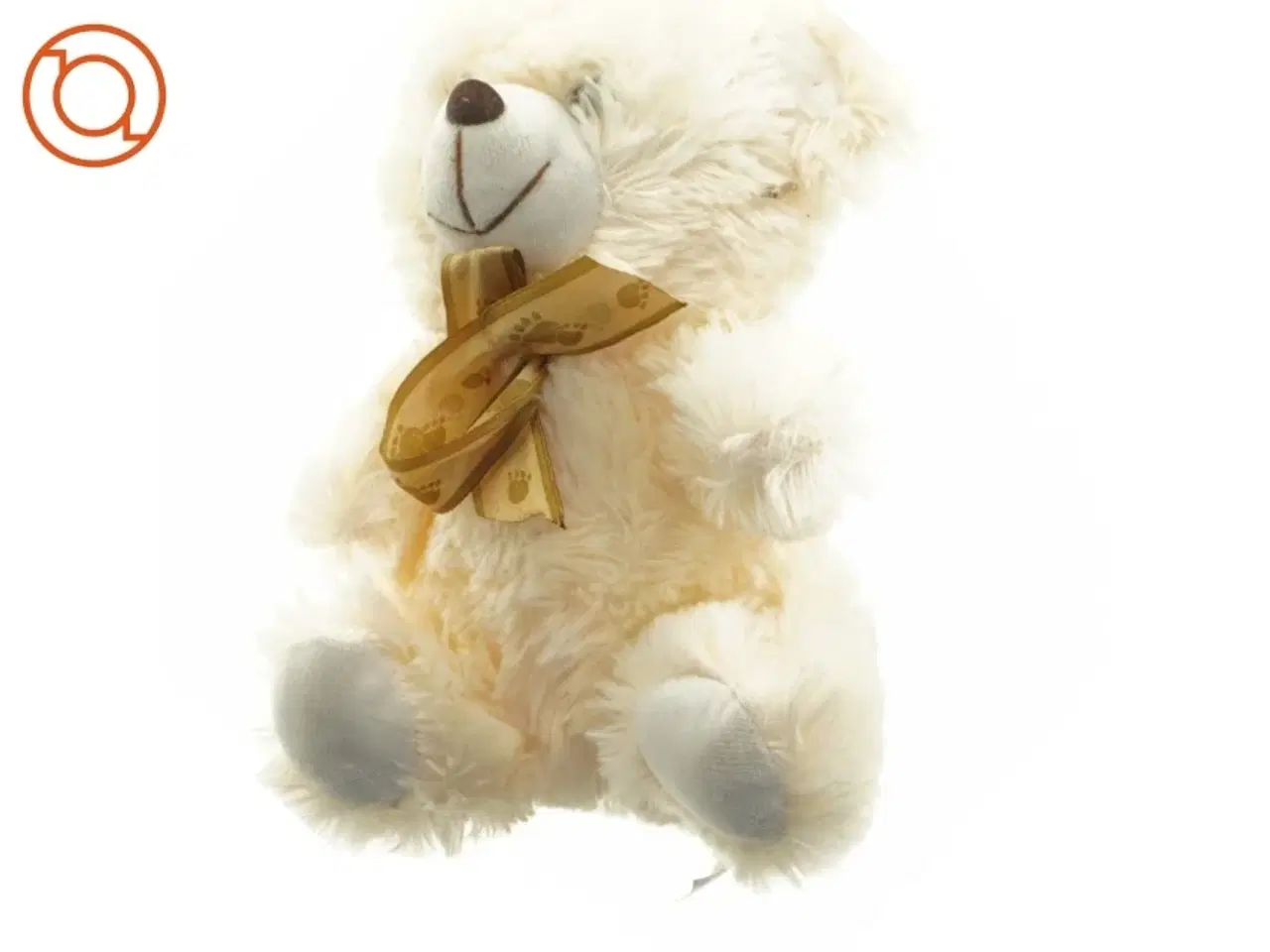 Billede 1 - Hvid tøjdyrs bamse med bånd (str. 22 x 16 cm)