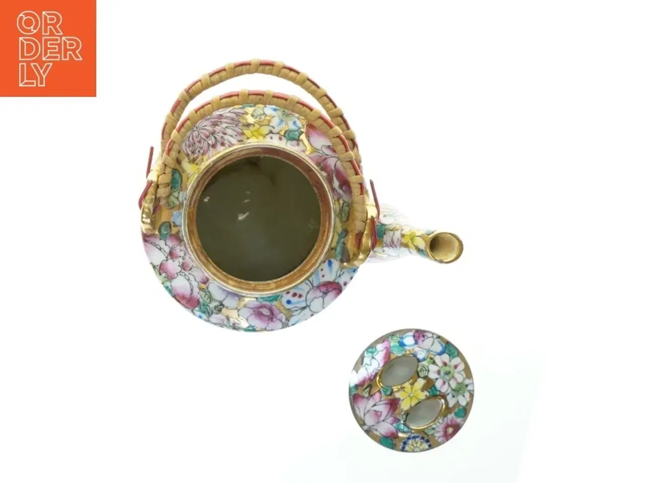 Billede 2 - Porcelæns tekande med blomsterdekoration (str. 17 cm)