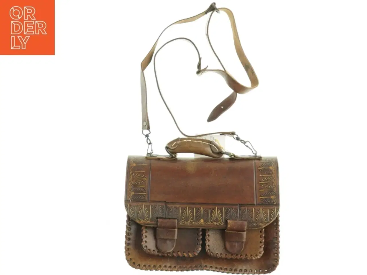 Billede 1 - Læder skuldertaske (str. 30 x 22 cm)