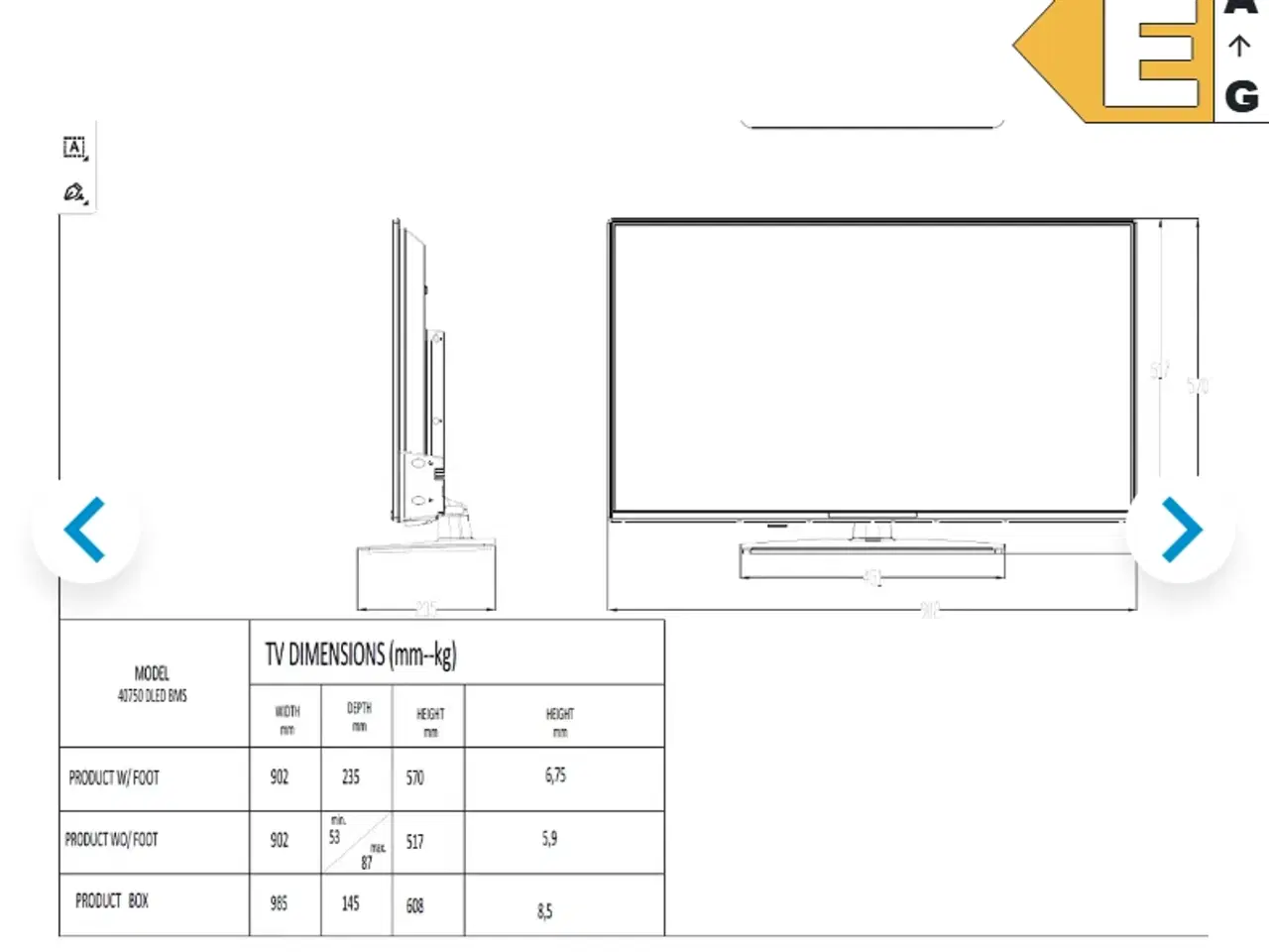 Billede 3 - 40" Prosonic TV