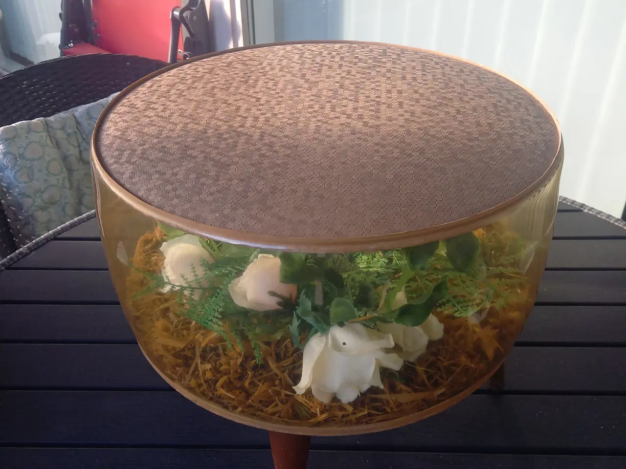 Billede 2 - Vintage fodskammel med Blomster opsats 