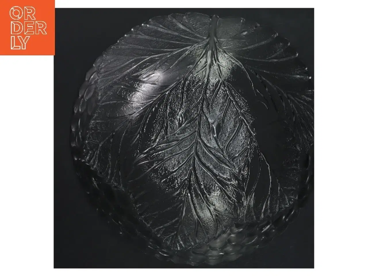 Billede 2 - Glas skål med bladmønster (str. Ø 23 cm)