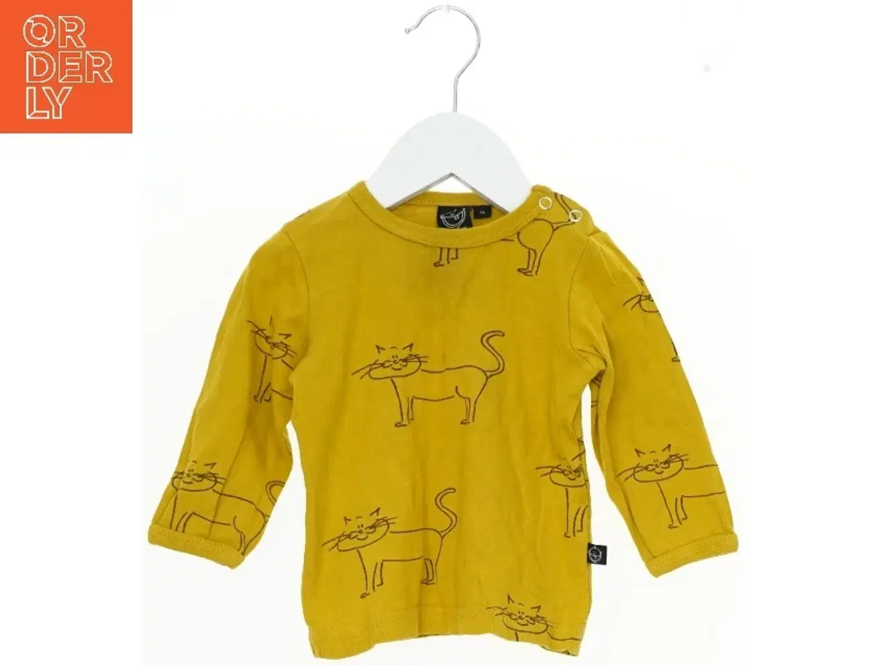 Billede 1 - Langærmet bluse med kattemønster (str. 74)