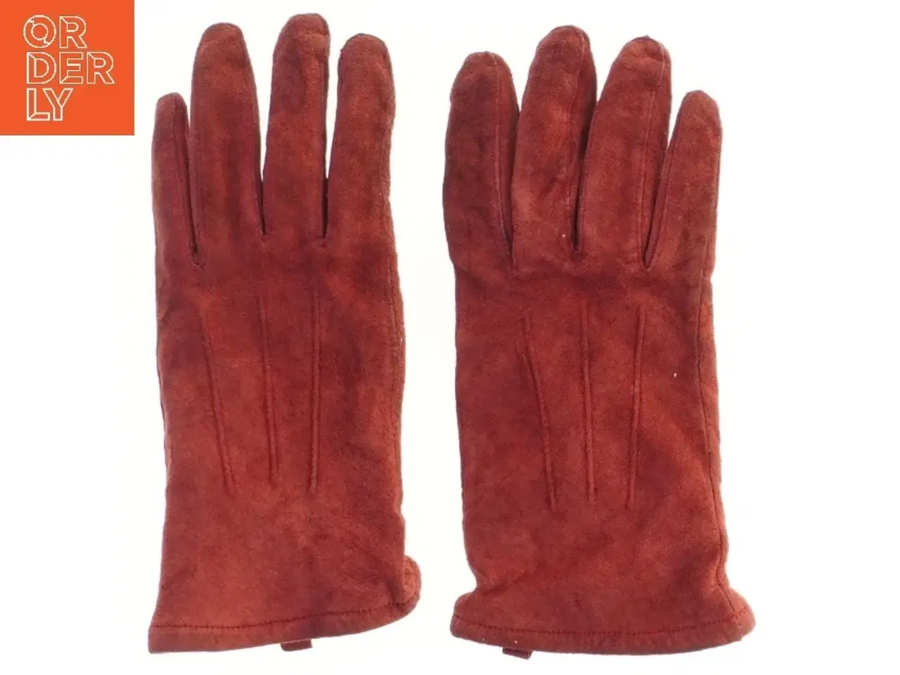 Billede 1 - Rød/Brune ruskind læderhandsker fra Estelle (str. størrelse 8/L, 22,5 cm)