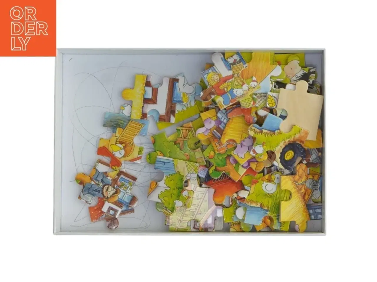 Billede 2 - Træpuslespil med bondegårdsmotiv fra Goki (str. 37. x. 27 cm. 48 brikker)