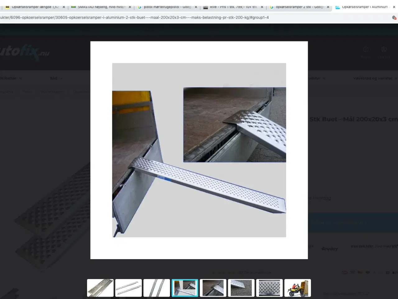 Billede 4 - Opkørselsramper I Aluminium 2 Stk Buet - Mål 200x2