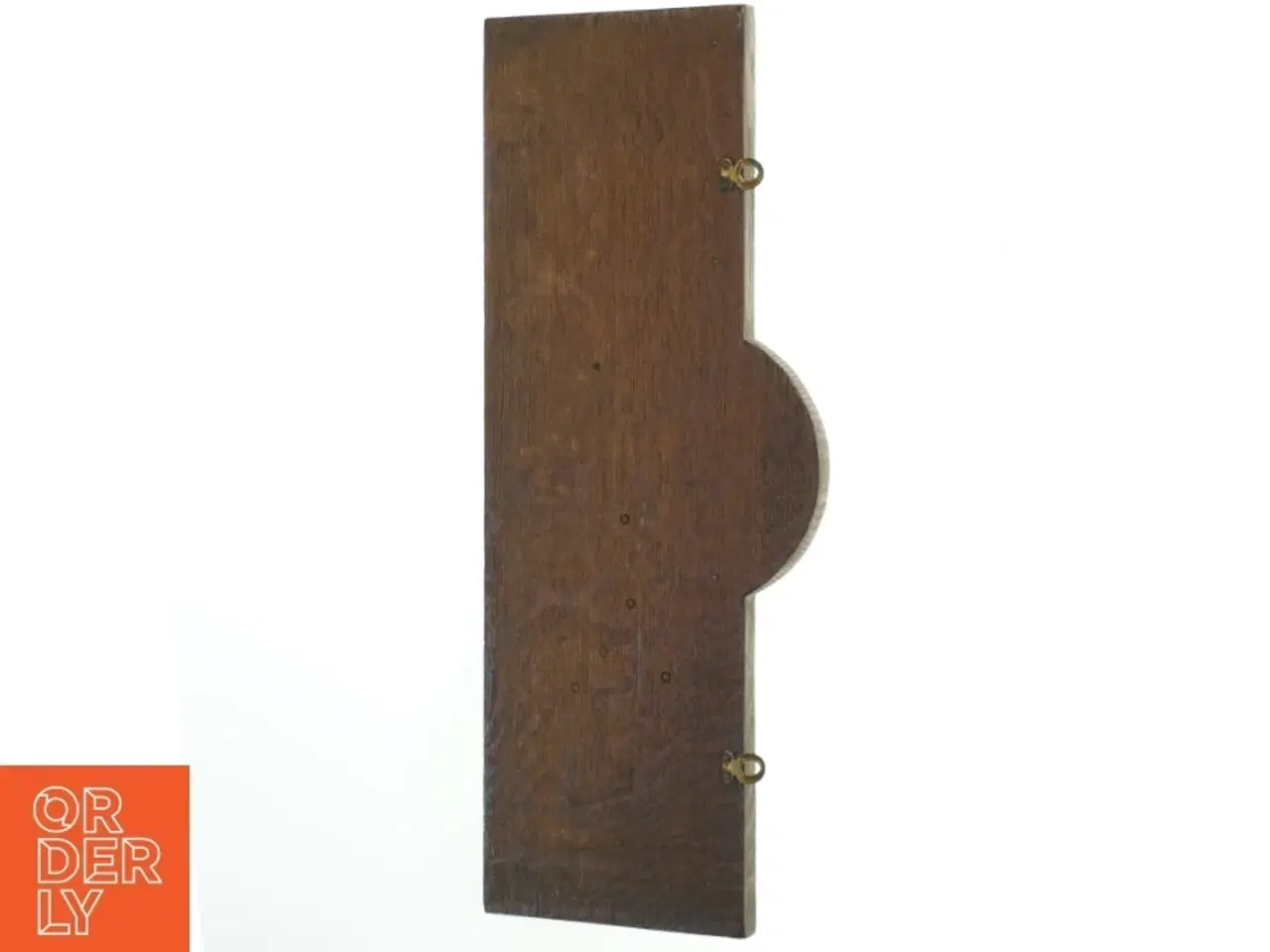 Billede 2 - Antik udskåret nøglebræt i massivt træ med messing detaljer (str. 47x14,5 cm)