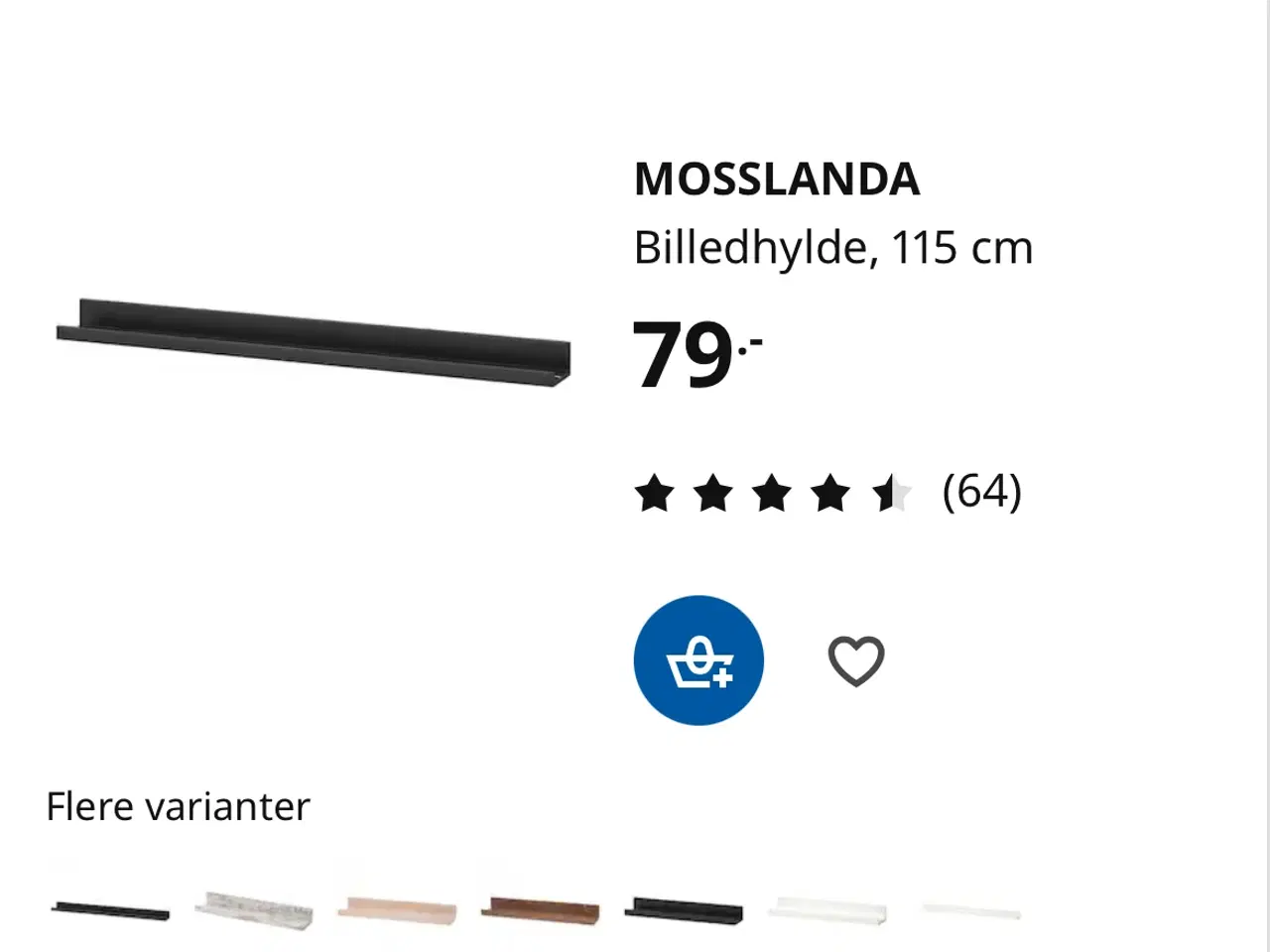 Billede 1 - Billedhylde IKEA 115 cm sort 2 stk. 