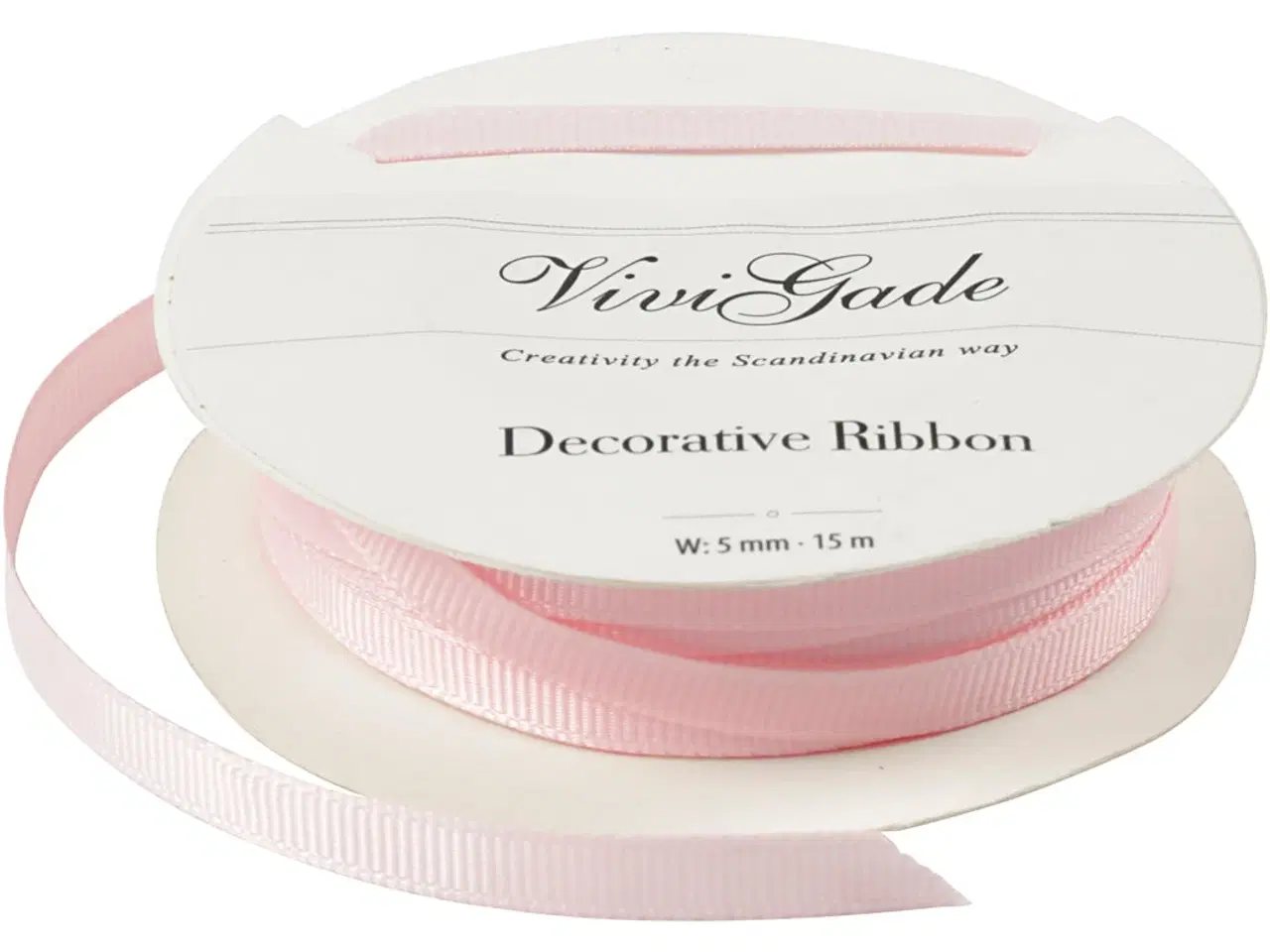 Billede 1 - Lyserød Grosgrainbånd 6 mm - 15 m til DIY Projekter