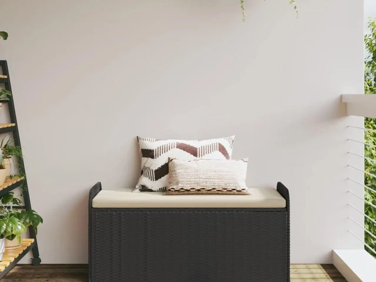 Billede 3 - Opbevaringsbænk med hynde 115x51x52 cm polyrattan sort
