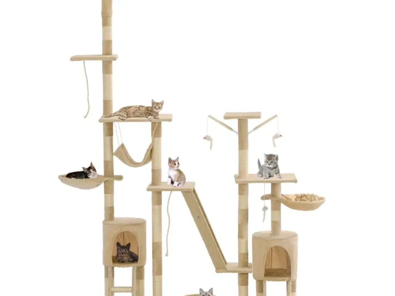 Billede 1 - Kradsetræ til katte med sisal-kradsestolper 230-250 cm beige