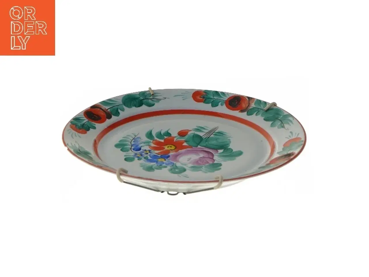 Billede 3 - Dekorativ tallerken med blomstermotiv (str. Ø 23,5 cm)