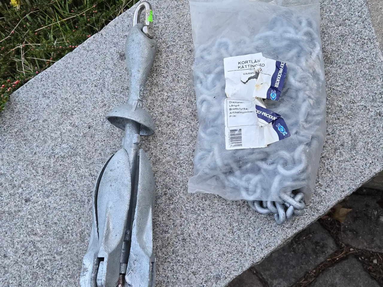 Billede 2 - Anker med tilhørende 3 meter lang kæde