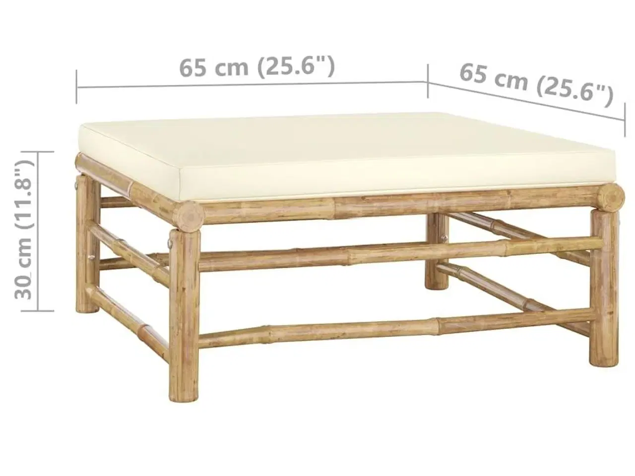 Billede 11 - Loungesæt til haven 3 dele med cremehvide hynder bambus