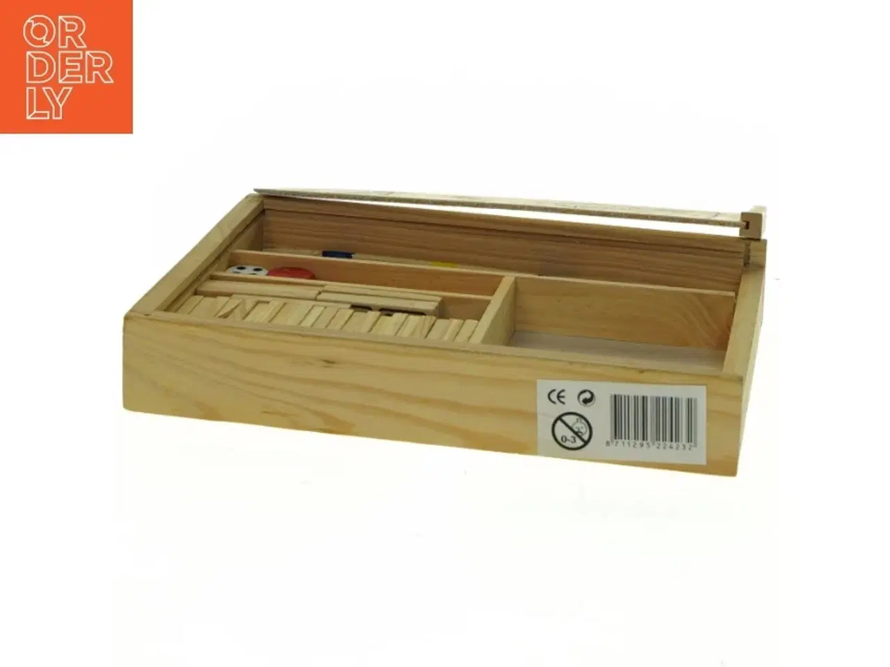 Billede 4 - Træspilæske med mikado og dominospil (str. 19 x 14 cm)