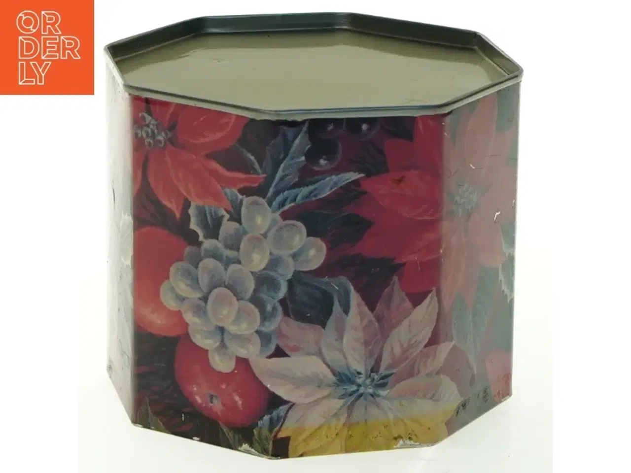 Billede 3 - Sekskantet Vintage metalæske med julemotiv (str. 10x11 cm)