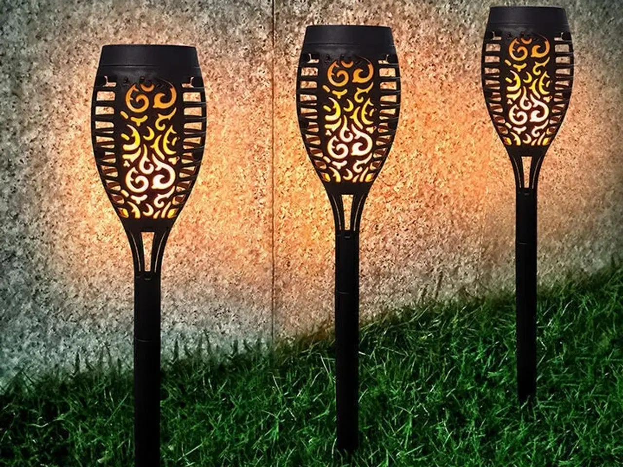 Billede 1 - 5 stk. LED havelygte med flammende lys