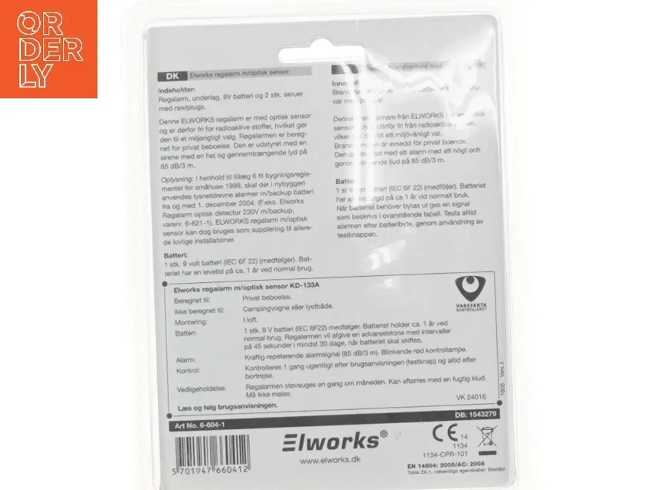 Billede 2 - Optisk røgalarm Elworks fra Elworks (str. 10,5 cm)