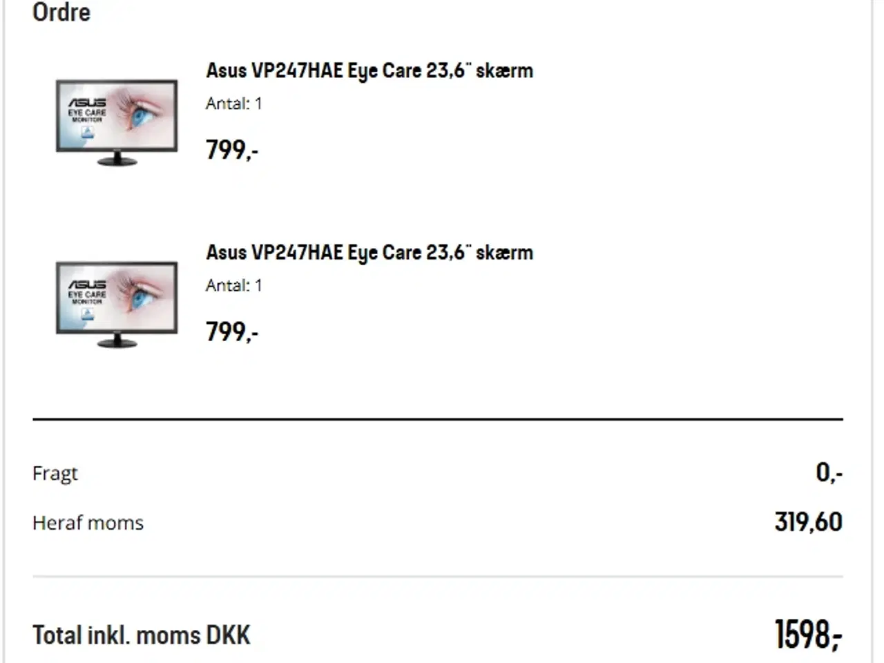 Billede 2 - Asus VP247HAE Eye Care 23,6" skærm