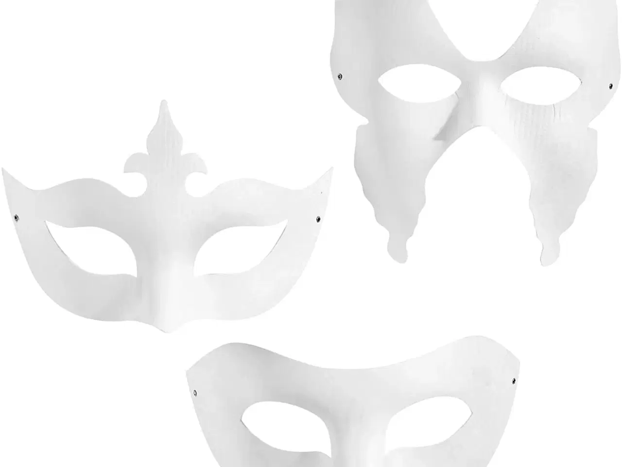 Billede 1 - Masker, H: 10-20 cm, B: 18-20 cm, hvid, 3x4stk./ 1 pk.