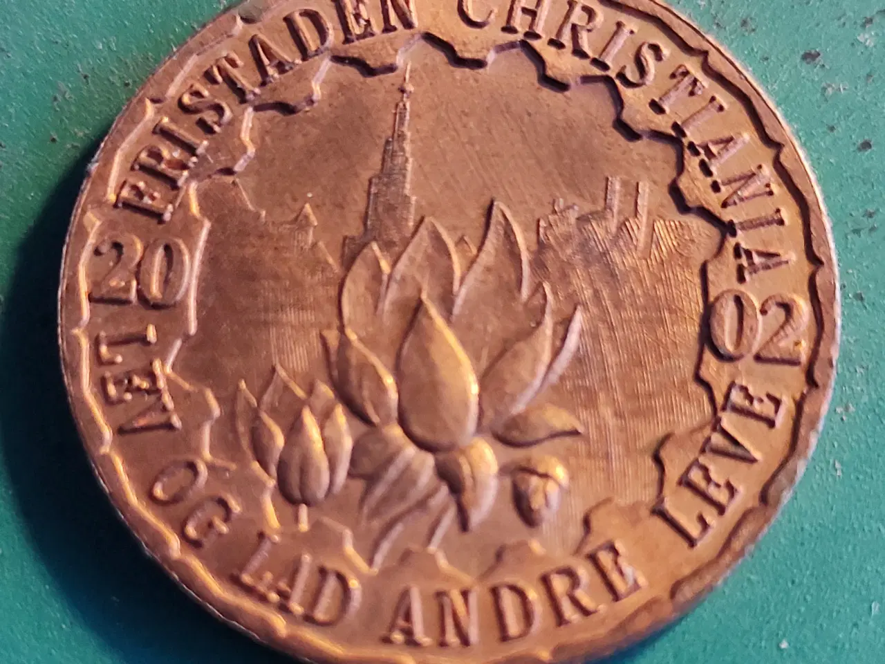 Billede 2 - Christiania Mønt 1 løn messing 2002