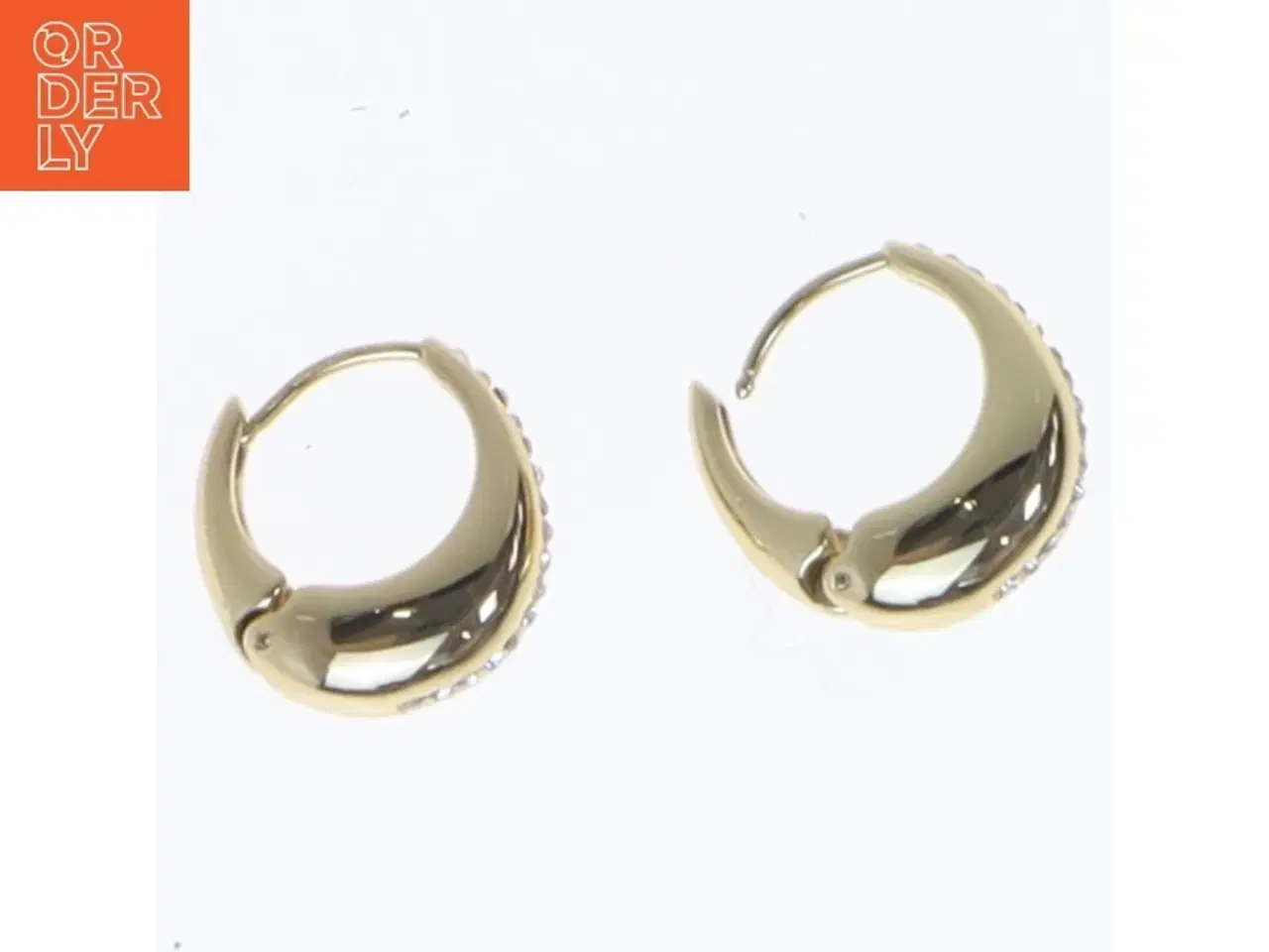 Billede 3 - Guldbelagte øreringe med sten (str. Ø 2 cm)