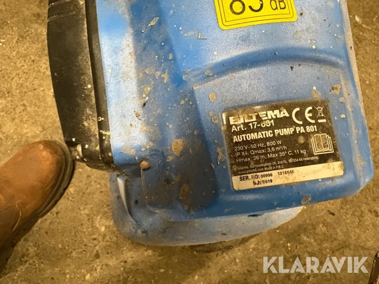 Billede 10 - Hydrofo Pumpe Biltema Pa 801