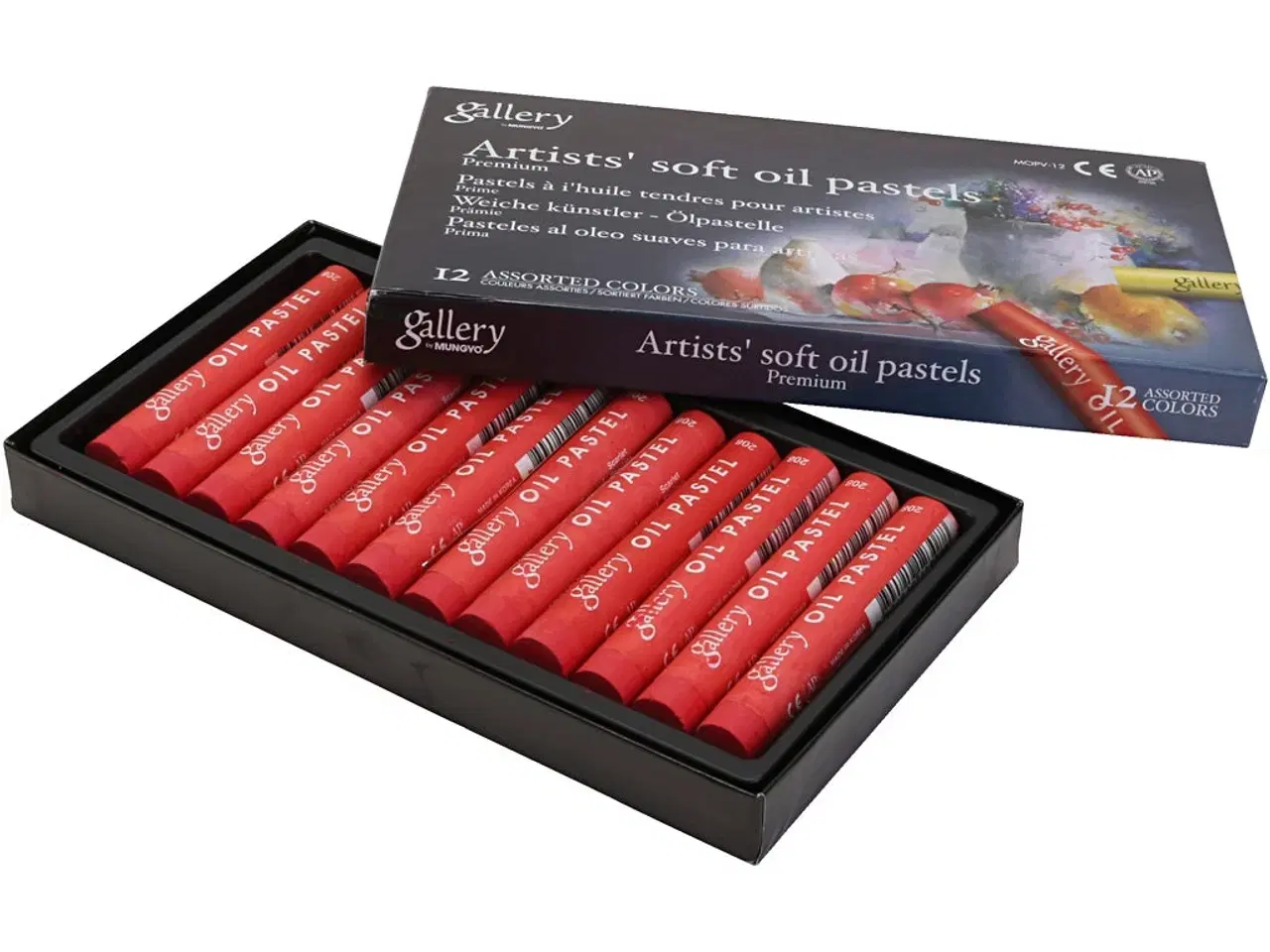 Billede 1 - Gallery Oliepastel, L: 7 cm, diam. 11 mm, tykkelse 11 mm, skarlagen, 12stk./ 1 pk.