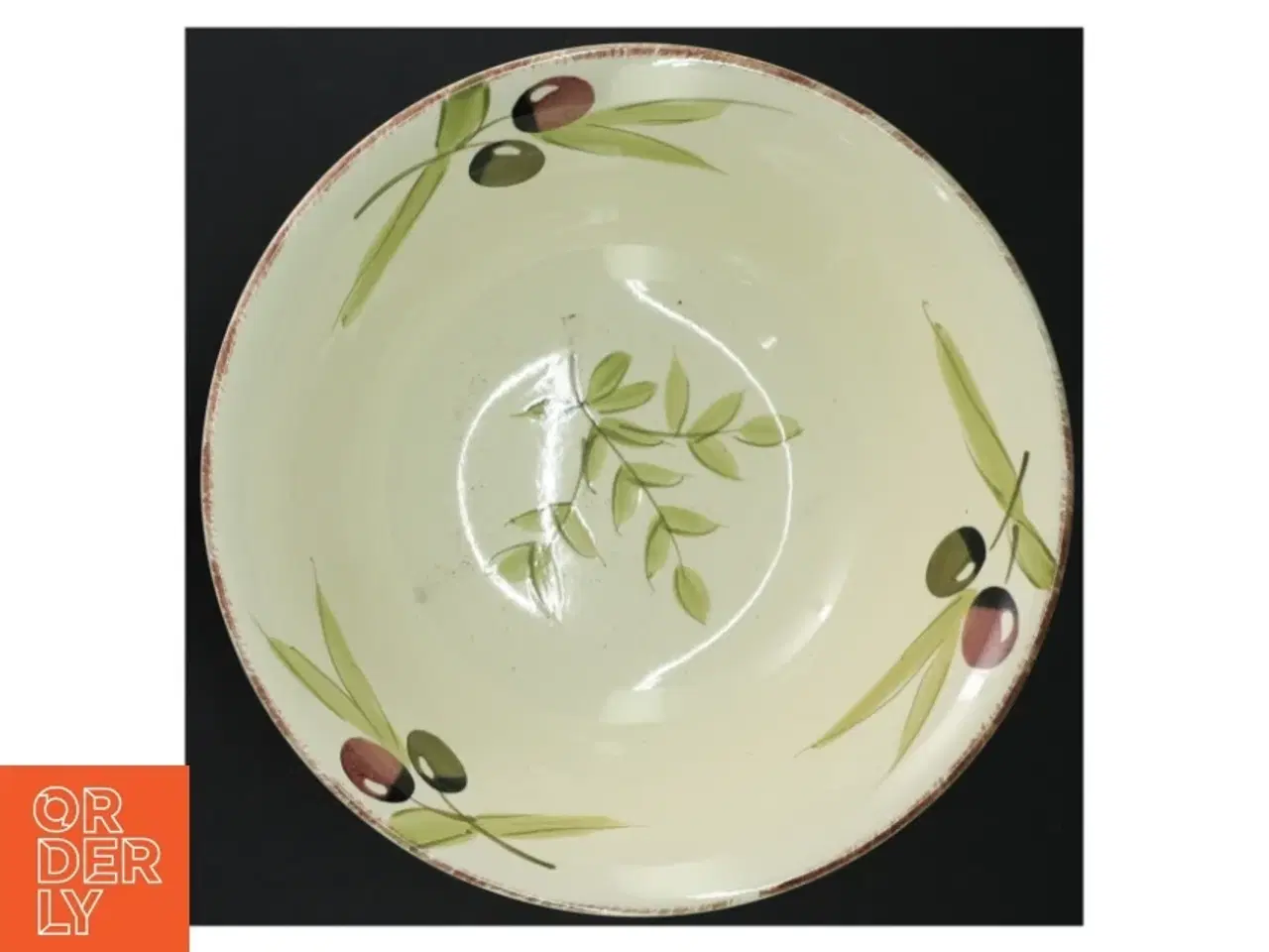 Billede 4 - Stor keramik salatskål med olivenmotiv (str. 25 cm)
