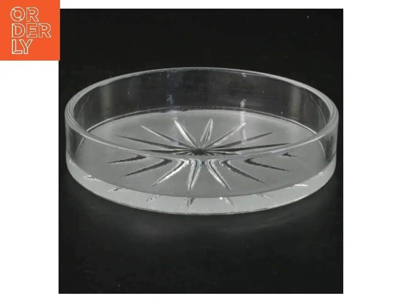 Billede 1 - Rund glasaskebæger med stjernemønster (str. Ø 10 cm)