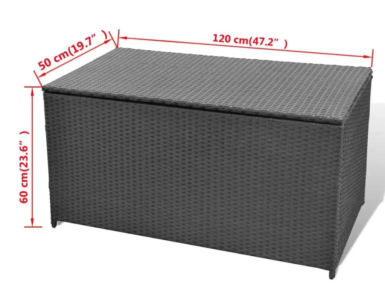 Billede 6 - Udendørs opbevaringkasse sort 120x50x60 cm polyrattan