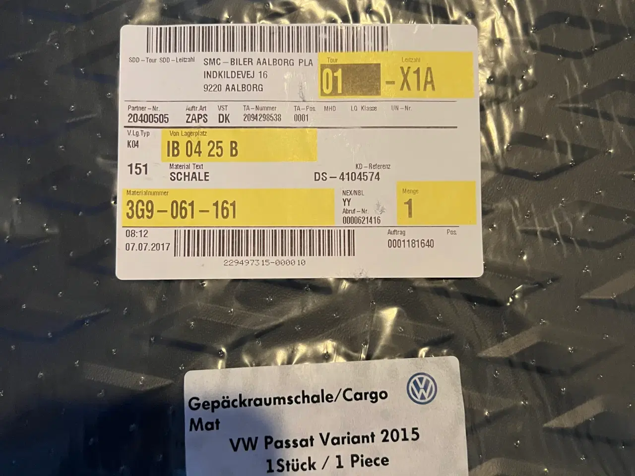 Billede 2 - VW Passat Variant Bagagerumsbakke Original plast