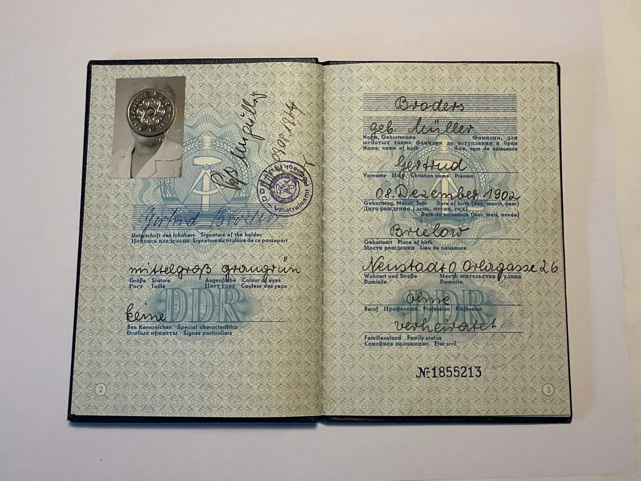 Billede 3 - DDR pas fra det tidligere Østtyskland