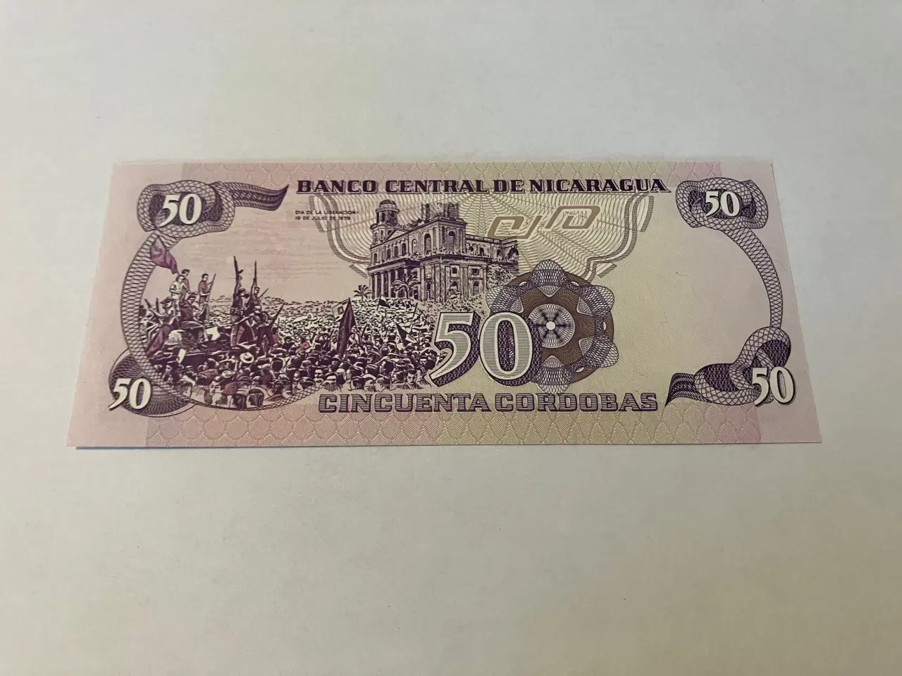 Billede 2 - 50 Cordobas Nicaragua 1984 - Low serialnumber
