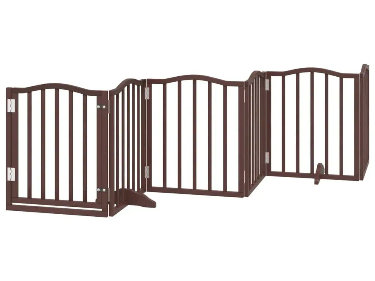 Billede 2 - Hundelåge med dør 6 paneler 300 cm foldbar poppeltræ brunt eg