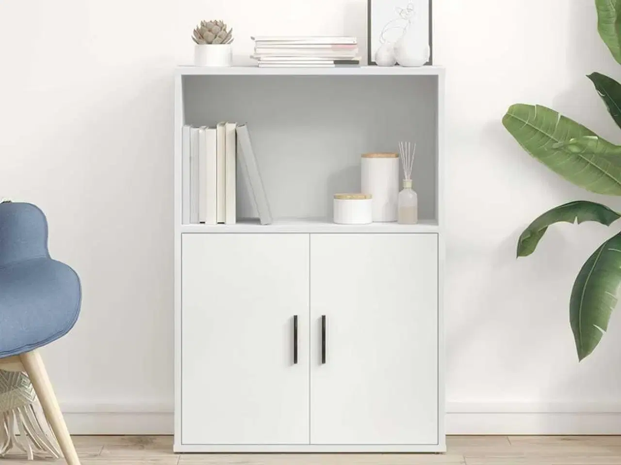 Billede 3 - Bogreol 60x24x85 cm konstrueret træ hvid