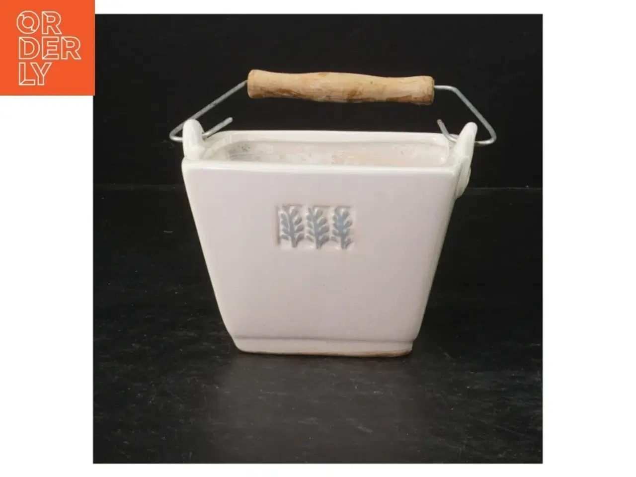 Billede 1 - Vintage keramikspand med træhåndtag (str. 11x8 cm)