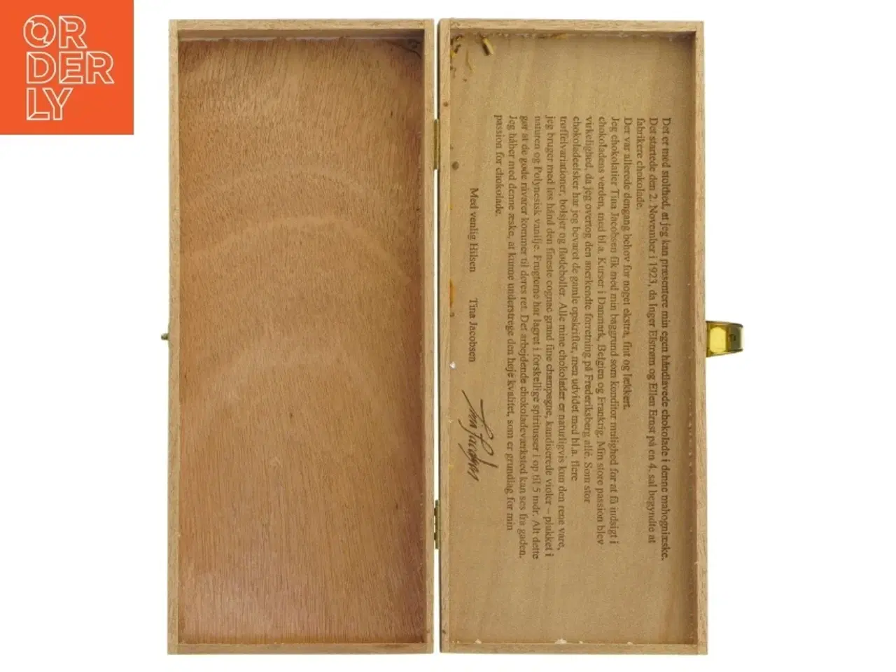 Billede 7 - Trææske med signatur og tekst fra Tina Jacobsen (str. 27x12 cm)