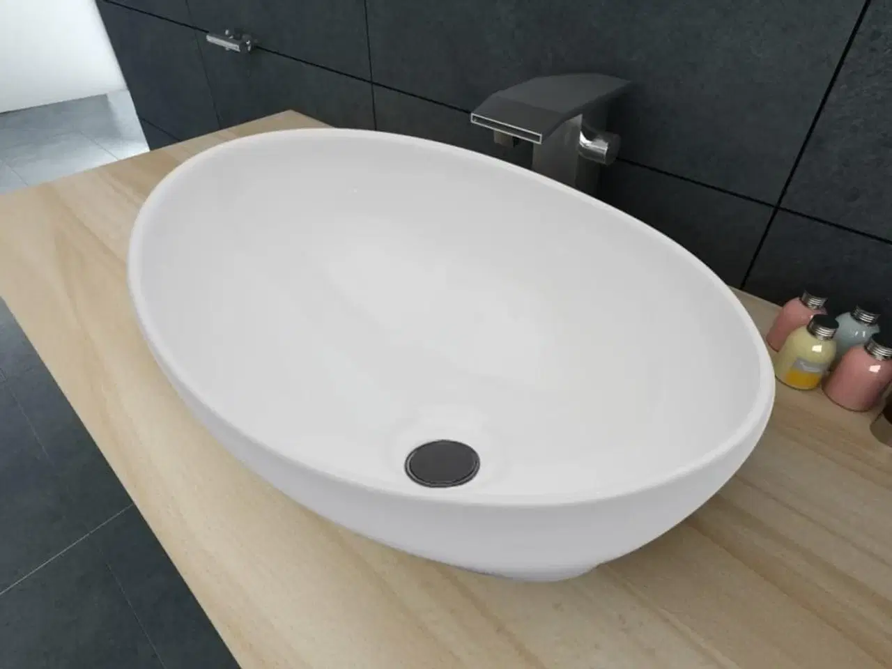 Billede 1 - Keramisk luksushåndvask oval hvid 40 x 33 cm